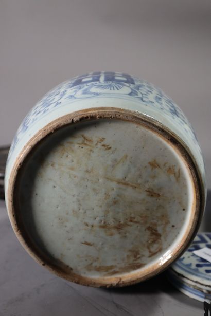 null CHINE
XXe siècle
Pot à gingembre en porcelaine décorée en bleu sous couverte...