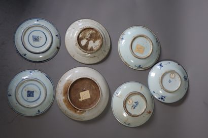 null Chine du Sud
Sept petites assiettes en porcelaine bleu blanc
D : de 14.5 à 18...