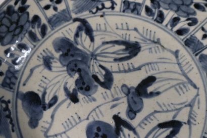 null CHINE
Epoque KANGXI (1662 - 1722)
Assiette en porcelaine décorée en bleu sous...