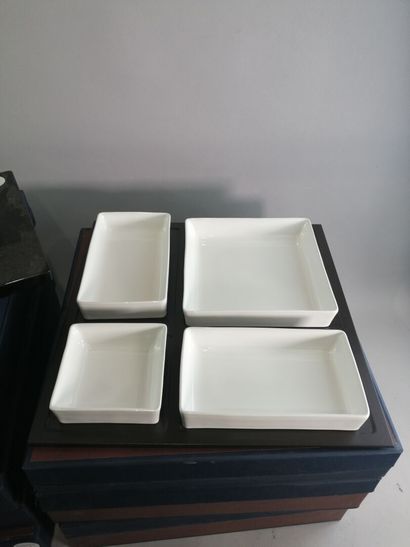 null SAWAYA & MORONI, Set of boxes including two wooden trays and white porcelain...