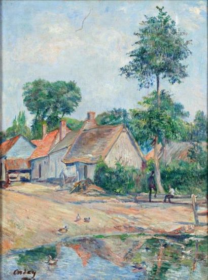 CORDEY Frédéric Samuel (1854-1911) Maison à Auvers sur Oise "Huile sur toile, signée...