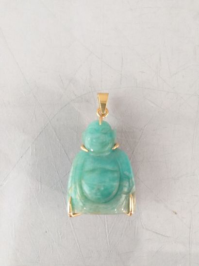 null Pendentif Bouddha en jadéite,
monture or 750°/00
Poinçon tête d'aigle.
ca 3...