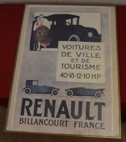 null Reproduction d'une affiche publicitaire Renault Billancourt France Début XXe...