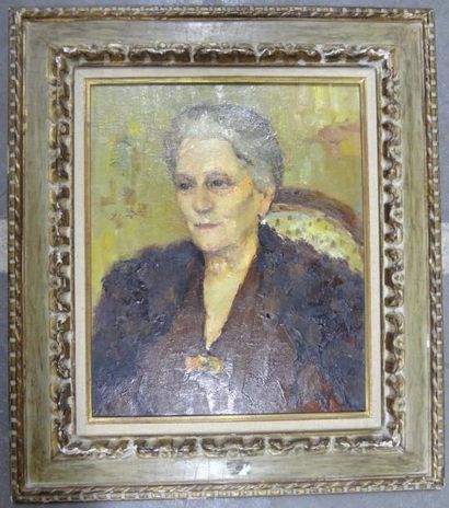 Marcel DYF (1899 - 1985) «Portrait d'une vieille Dame» Huile sur panneau. Signée...