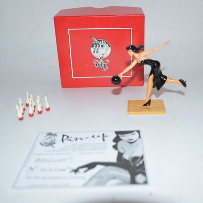 BERTHET "Pin-up jouant au bowling", figurine en métal, peinte à la main, éd. Pixi....