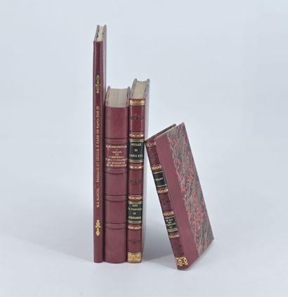 null [Voyage de personnalités] Set of 4 volumes bound in half-plum basane, covers...