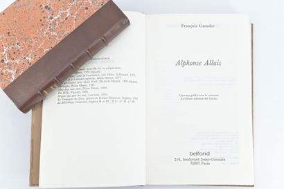 null Alphonse ALLAIS. Set of 3 works uniformly bound in red half-chagrin, spine ribbed,...