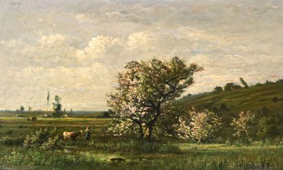 null Alexandre VÉRON dans le goût de 
Vacher et sa vache 
Huile sur toile
 29,5 x...
