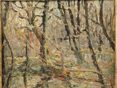 null Fernand Laval (1886-1966) " rivière à travers les arbres" Huile sur toile signée...