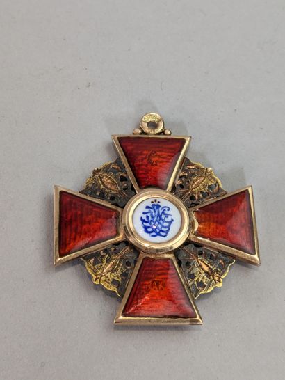 null RUSSIE Croix de l'Ordre de Saint-Anne de 3e classe pour civil chrétien, en or...