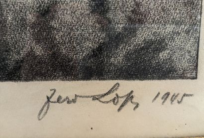 null LOPES "le Manoir" Fusain signé en bas à droite et daté de 1945
456 x 61 à vue...