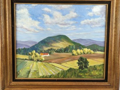 null G. MEURILLON "Montagne en Provence" Huile sur toile signée en bas à droite et...