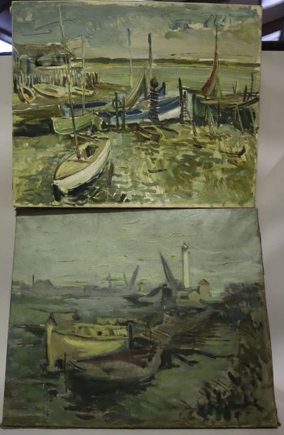 null Ecole du XXème siècle.
Paysages marins
2 huiles sur toile. 
(acc)
50 x 61 cm...