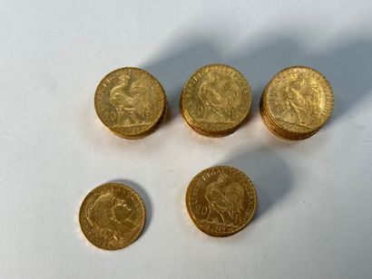 37 pièces de 20 francs or, 1909
P : 238.2...