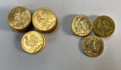 29 pièces de 20 francs or, 1909 (x22), 1904...