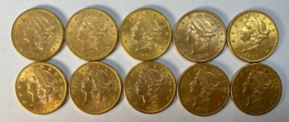 10 pièces de 20 dollars US Liberty. 
1894	1
1895	2
1897	2
1898	3
1899	2
P...