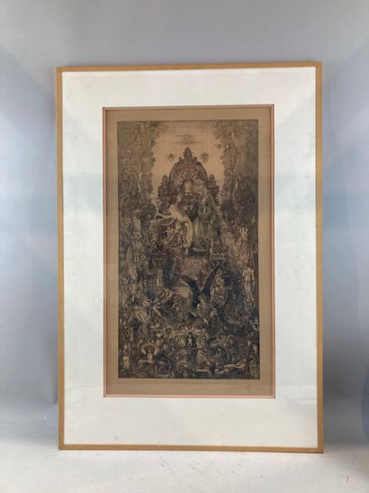  Charles SCHUTZ (1889-?), d'après Gustave MOREAU
Jupiter et Sémélé
Gravure sur papier.
Signée... Gazette Drouot