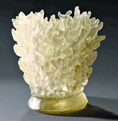 FOKKELMAN Hanneke, née en 1955 "CORAIL" Belle sculpture en pâte de verre à la cire...