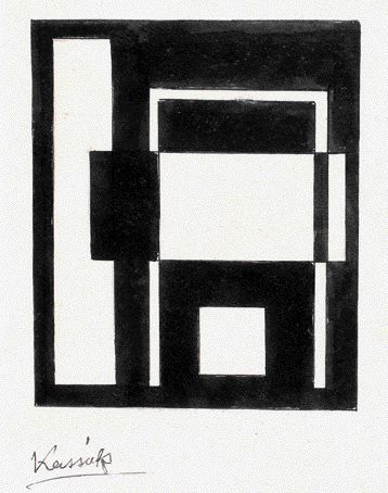 Lajos KASSAK (1887-1967) « Composition constructiviste » Encre de Chine, signée en...