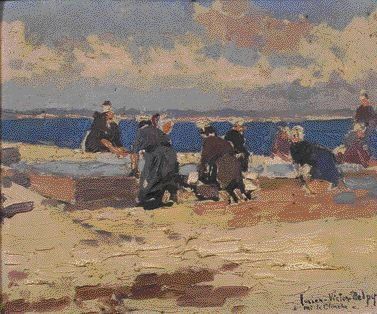 Lucien Victor DELPY (1898-1967) « LES LAVANDIÈRES BRETONNES » Huile sur panneau,...