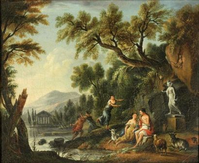 Jean-Baptiste LALLEMAND (Attribué à) (Dijon vers 1710 - Paris vers 1805) "Bergère...