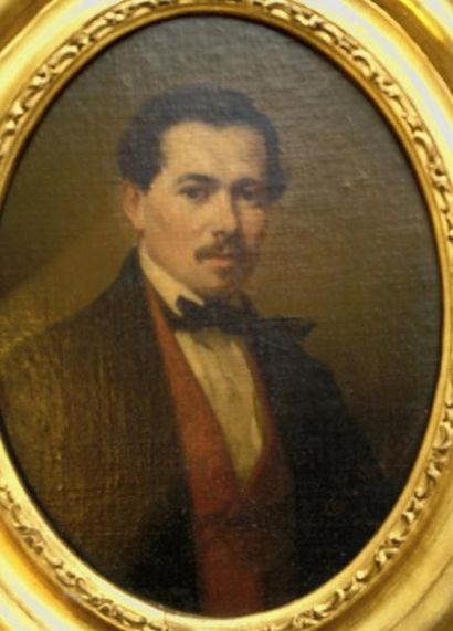 Charles Marie LHUILLIER (c.1824-1898) «Portrait d'un homme de qualité» Huile sur...