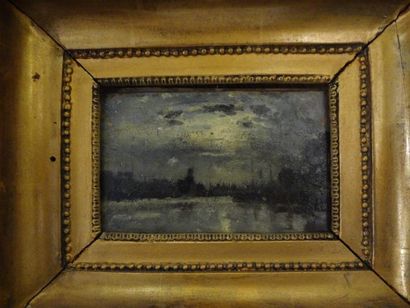 LEPINE "Les quais de Seine à Paris", Huile sur panneau, 16 x 10 cm
