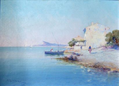 Louis NATTERO (1870-1915) «Bord de mer» Huile sur toile(signature à vérifier)