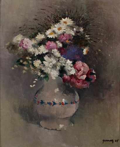 Paul-Elie GERNEZ (1888-1948) «Bouquet de fleurs» Huile sur toile Signée en bas en...