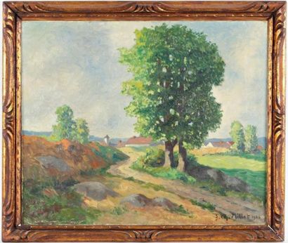 MILLET Jean-Charles (1892-1944) "Le chemin vers Moret", Huile sur toile, signée en...