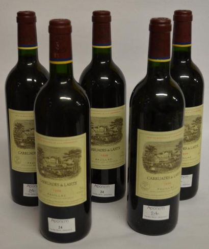 null 5 Bouteilles, Carruades de Lafitte Rothschild, 1998, second vin du Château Lafitte...