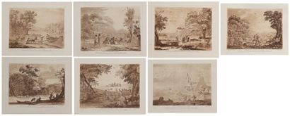 Cl. LORRAIN (d'après) (1600-1682) "Paysages" douze lithographies, retirages sans...