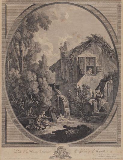 F. BOUCHER (d'après) (1703-1770) "Le Moulin" Gravure. 50,3 x 38,8 cm