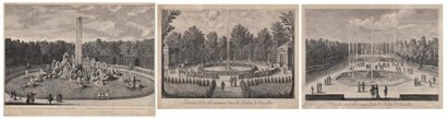 I. SILVESTRE (d'après) (1621-1691) "Les Fontaines à Versailles" trois gravures en...