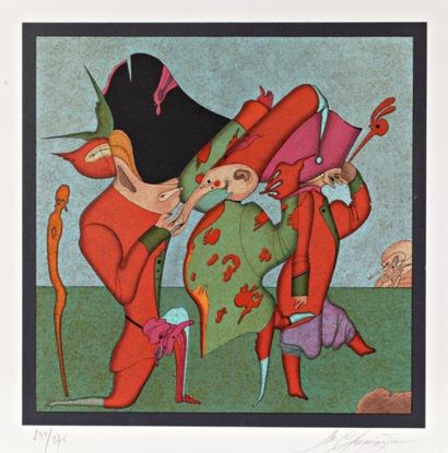 Mikhail CHEMIAKIN (1943) "Personnage du carnaval de Saint Saint-Pétersbourg" Lithographie,...