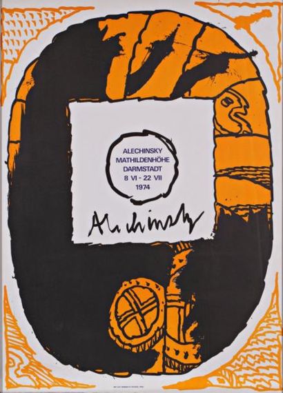 Pierre ALECHINSKY (1927) «Exposition 1974» Affiche 80 x 56 cm