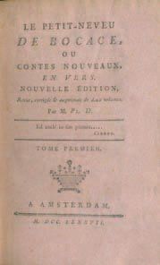 [PLUCHON-DESTOUCHES]. Le Petit-neveu de Bocace. Amsterdam, 1787. 3 tomes (XII et...