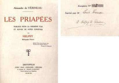 VERINEAU (Alexandre de) - [PERCEAU Louis, sous le pseudonyme de]. Les Priapées, publiées...