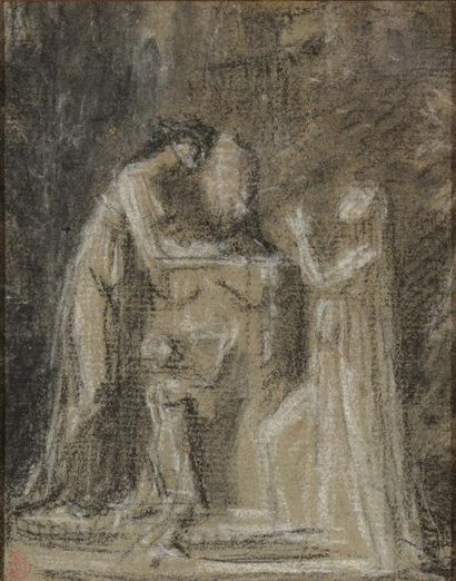Pierre Paul PRUD'HON (1758-1823) (entourage de) «Femme se recueillant devant une...