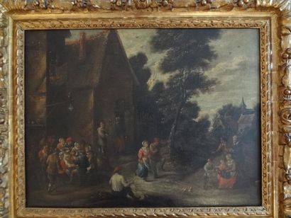 TENIERS David dit Le Jeune (Ecole de) (1610 - 1690) «La fête de village» Huile sur...