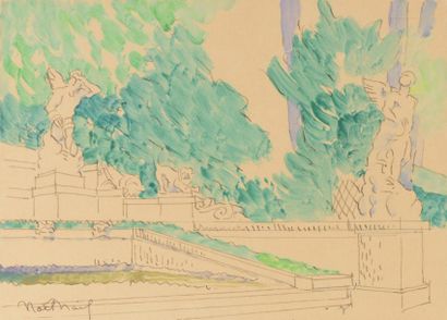 NOËL-NOËL (1897-1989) «Le parc» Aquarelle, signée en bas à gauche Dim.: 20 x 28 ...