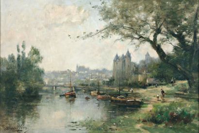 LEVIS Maurice (1860-1940) « Vue de la ville et du château de Josselin, chez les Rohan...
