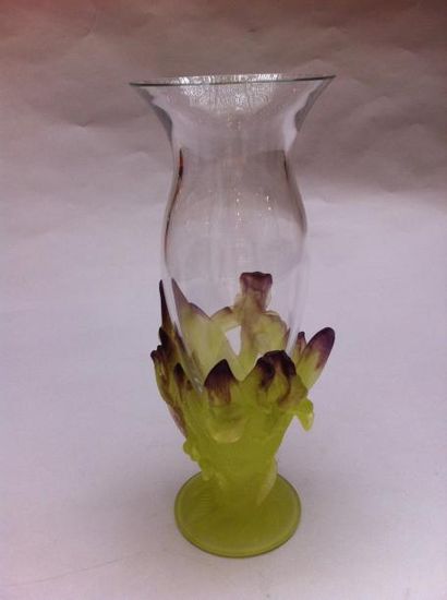 DAUM DAUM - Vase de la collection Iris en cristal et pâte de verre, H.: 34 cm. Prix...
