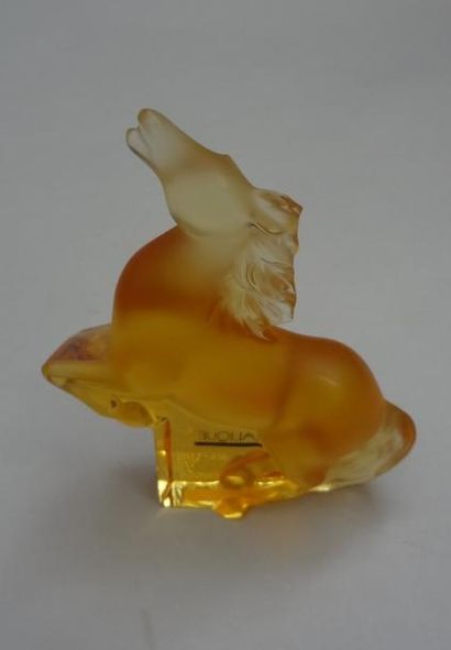 LALIQUE LALIQUE - Cheval cabré or en cristal, H.: 14,1 cm. Prix boutique: 490 €