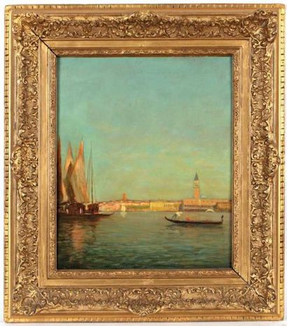 BOUVARD Antoine (1870-1956) "Entrée du Grand Canal", Huile sur toile, signée en bas...