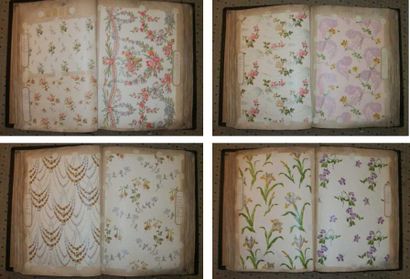 null Album d'empreintes, fin XIXème siècle, fleurs, rayures, fruits, plumes. 0, 52...