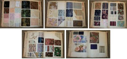 null Album d'échantillons, 19, Paris Robes, vers 1900, façonné soie, fleurs, rayures,...