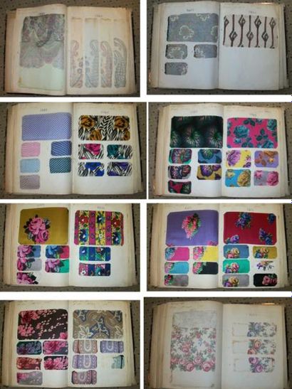 null Album d'échantillons, Circa 1930, soie imprimée, fleurs, pois 0, 46 x 0, 33...