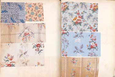 null Album d'échantillons, 1854, coton imprimé pour la chemise ou la robe, fleurs,...