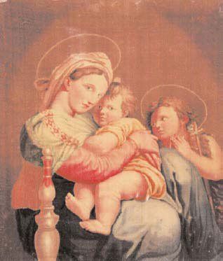null Velours Grégoire d'après Raphaël : Vierge à l'enfant et Saint Jean-Baptiste,...